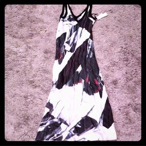 DKNY NWT Elegant Dlb V-neck Dress*Silky*Back Slit